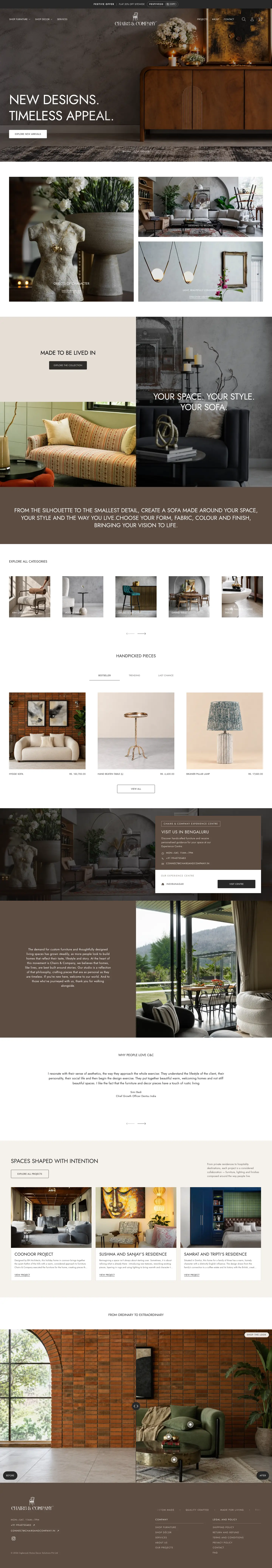 Chairs & Company website — home page on desktop