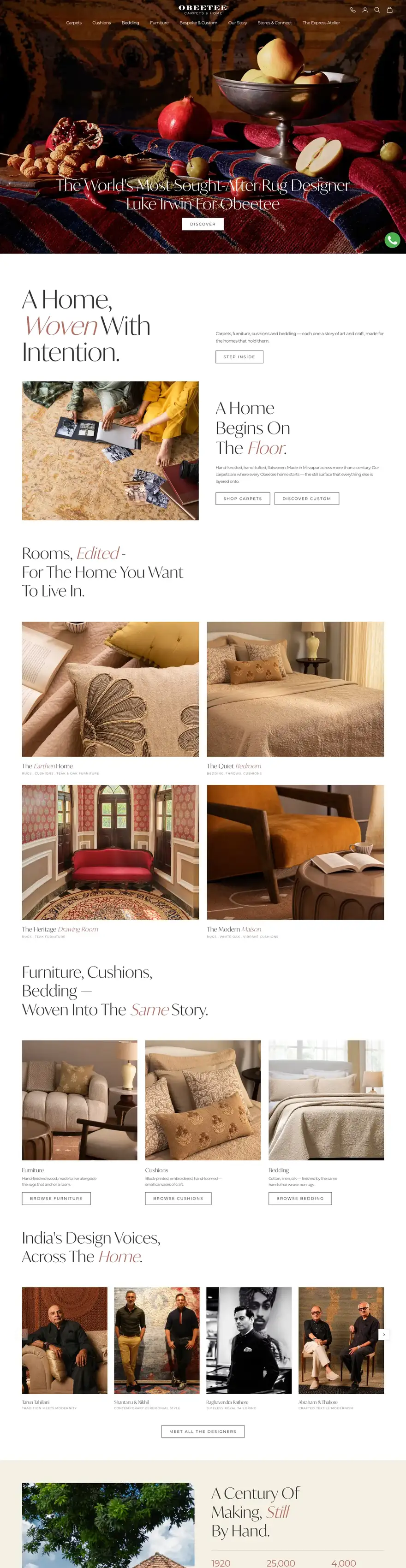 Obeetee India Shopify store homepage, built by Carryup
